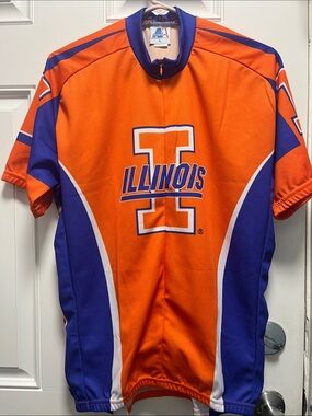 Adrenaline promotions Illinois Orange and Blue Team cycling jersey size Large